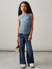 Reiss Blue Jasmine Ruched Jersey Vest - Image 1 of 4