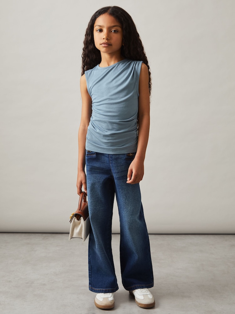 Reiss Blue Jasmine Ruched Jersey Vest - Image 1 of 4