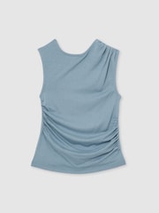 Reiss Blue Jasmine Ruched Jersey Vest - Image 2 of 4