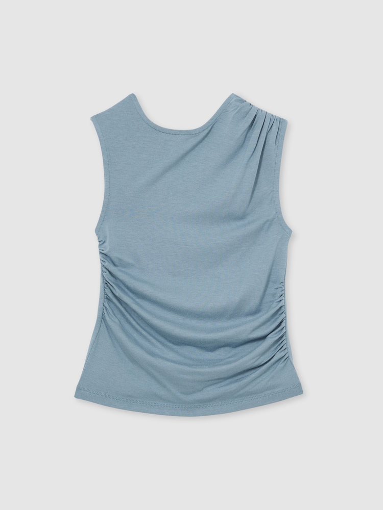 Reiss Blue Jasmine Ruched Jersey Vest - Image 2 of 4