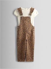 JoJo Maman Bébé Leopard Print Dungaree & T-Shirt Set - Image 1 of 8