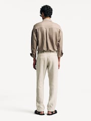 NN.07 Brown Theo Tapered Leg Tailored 100% Linen Trousers - Image 3 of 5
