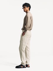 NN.07 Brown Theo Tapered Leg Tailored 100% Linen Trousers - Image 4 of 5