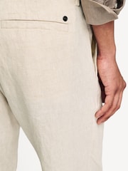 NN.07 Brown Theo Tapered Leg Tailored 100% Linen Trousers - Image 5 of 5