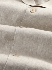 NN.07 Brown Julio Camp Collar Linen Short Sleeve Shirt - Image 5 of 5