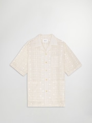 NN.07 Cream Relaxed Fit Ben Short Sleeve Patterned Shirt - Image 1 of 4