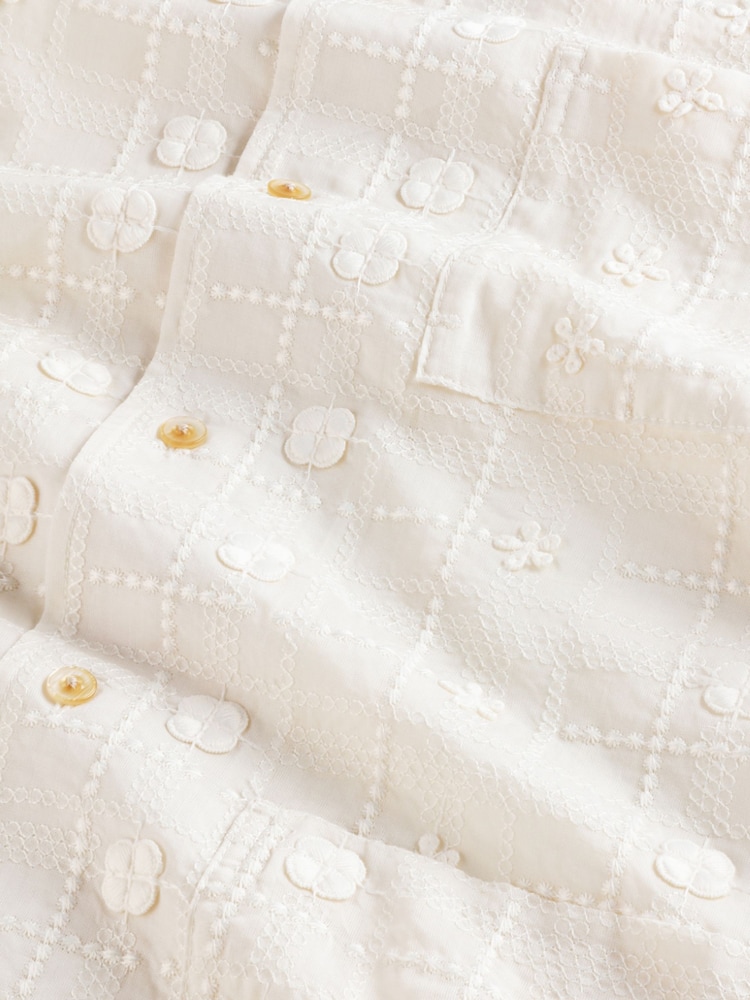NN.07 Cream Relaxed Fit Ben Short Sleeve Patterned Shirt - Image 10 of 10