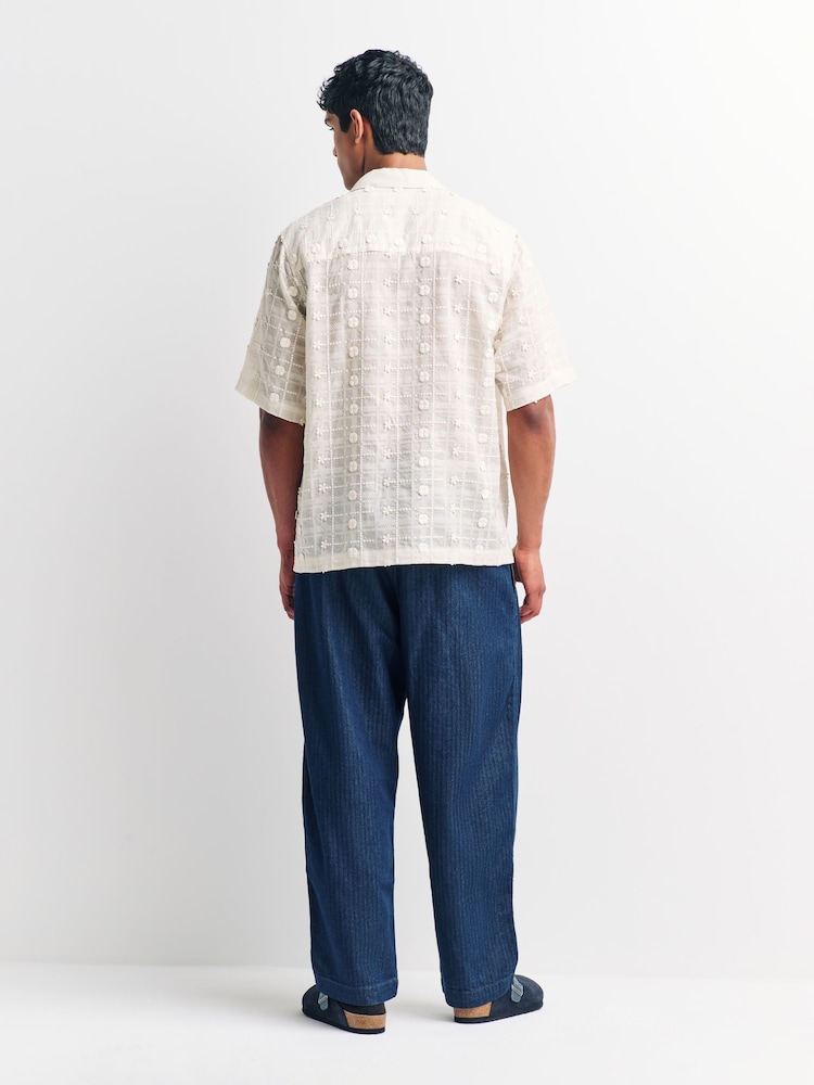 NN.07 Cream Relaxed Fit Ben Short Sleeve Patterned Shirt - Image 2 of 10 NN.07 Cream Relaxed Fit Ben Short Sleeve Patterned Shirt - Image 2 of 10