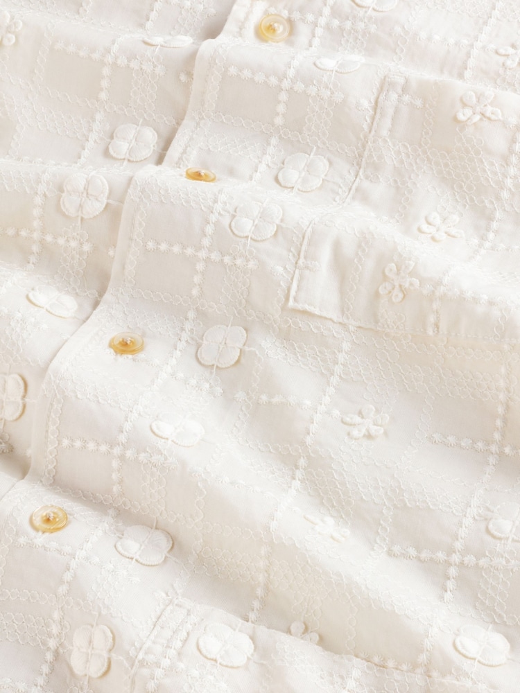 NN.07 Cream Relaxed Fit Ben Short Sleeve Patterned Shirt - Image 4 of 4
