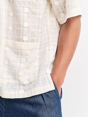 NN.07 Cream Relaxed Fit Ben Short Sleeve Patterned Shirt - Image 6 of 10