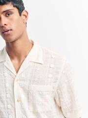 NN.07 Cream Relaxed Fit Ben Short Sleeve Patterned Shirt - Image 7 of 10