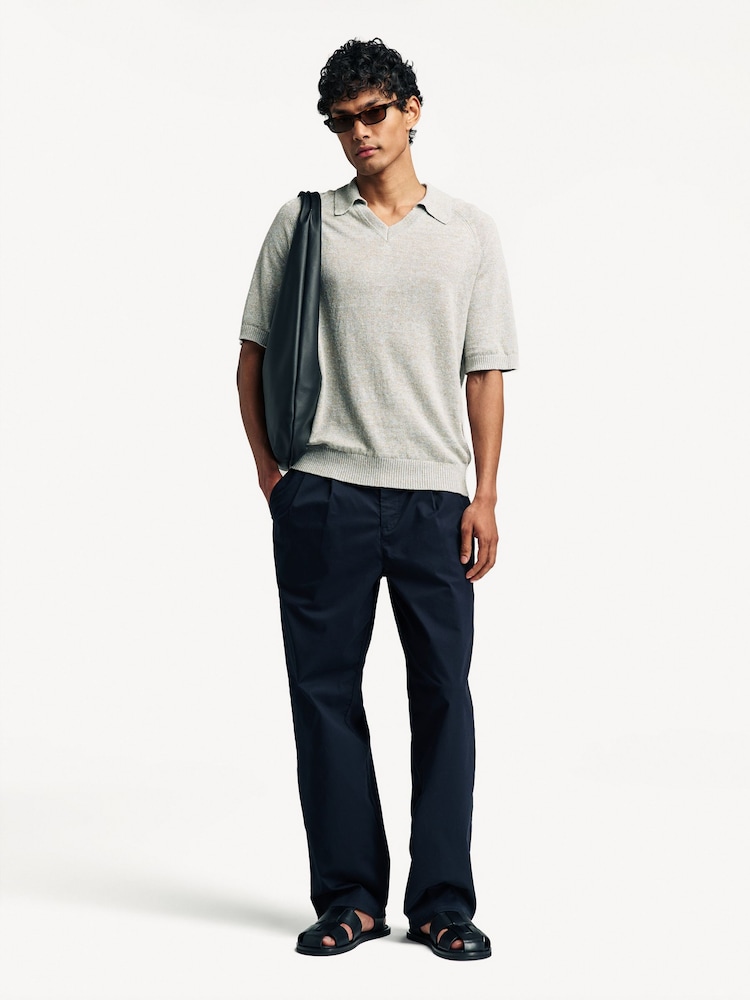 NN.07 Grey Cale Open Collar Knit Polo Shirt - Image 2 of 8