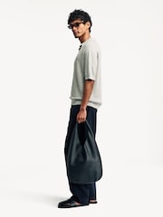 NN.07 Grey Cale Open Collar Knit Polo Shirt - Image 3 of 8