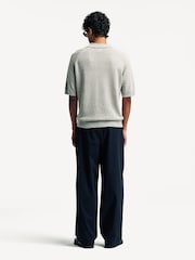 NN.07 Grey Cale Open Collar Knit Polo Shirt - Image 4 of 8