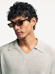 NN.07 Grey Cale Open Collar Knit Polo Shirt - Image 6 of 8
