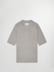 NN.07 Grey Cale Open Collar Knit Polo Shirt - Image 7 of 8