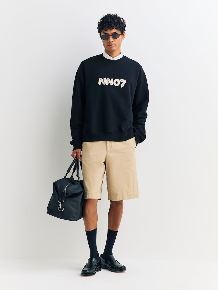 NN.07 Black David Crew Neck Embroidered Sweatshirt - Image 2 of 4