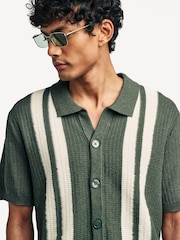 NN.07 Green Ares Textured Stitch Short Sleeve Knit Shirt - Image 5 of 7