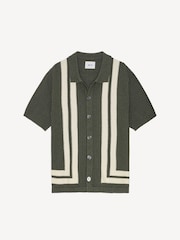 NN.07 Green Ares Textured Stitch Short Sleeve Knit Shirt - Image 6 of 7