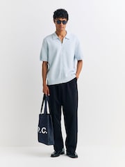 NN.07 Blue Gustav Full Zip Short Sleeve Knit Shirt - Image 3 of 8