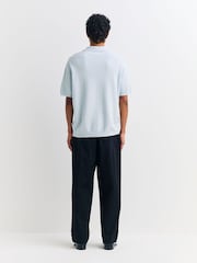 NN.07 Blue Gustav Full Zip Short Sleeve Knit Shirt - Image 4 of 8