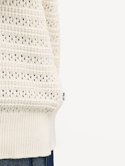 NN.07 Cream Josh Textured Long Sleeve Knit Polo Sweater - Image 6 of 8