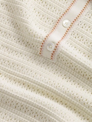 NN.07 Cream Josh Textured Long Sleeve Knit Polo Sweater - Image 7 of 8