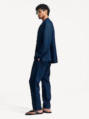 NN.07 Blue Billie Elasticated Waistband Tapered 100% Linen Trousers - Image 3 of 7