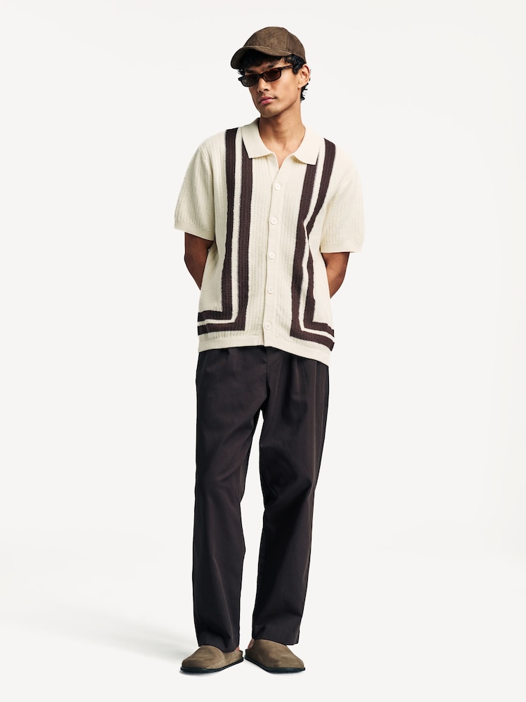 NN.07 Natural Ares Textured Stitch Short Sleeve Knit Shirt - Image 2 of 7 NN.07 Natural Ares Textured Stitch Short Sleeve Knit Shirt - Image 2 of 7