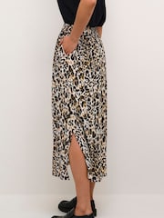 Kaffe Natural BPdagmar Leopard Print Midi Skirt - Image 2 of 6