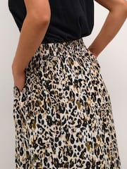 Kaffe Natural BPdagmar Leopard Print Midi Skirt - Image 4 of 6