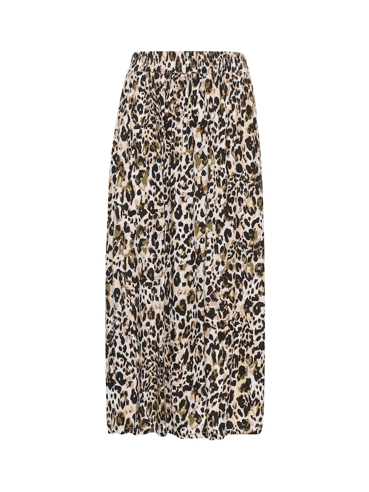 Kaffe Natural BPdagmar Leopard Print Midi Skirt - Image 6 of 6