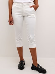 Kaffe KAlea Slim Fit Cropped Capri White Trousers - Image 1 of 6