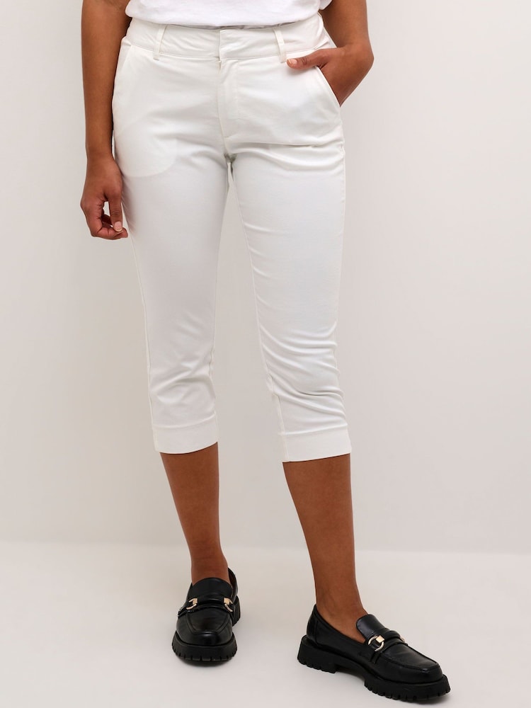 Kaffe KAlea Slim Fit Cropped Capri White Trousers - Image 1 of 6