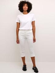Kaffe KAlea Slim Fit Cropped Capri White Trousers - Image 3 of 6