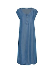 Kaffe Blue BPelina Short Sleeve Denim Midi Dress - Image 5 of 6