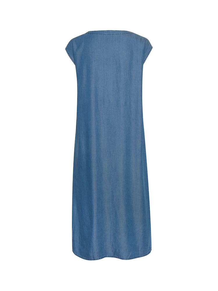 Kaffe Blue BPelina Short Sleeve Denim Midi Dress - Image 6 of 6