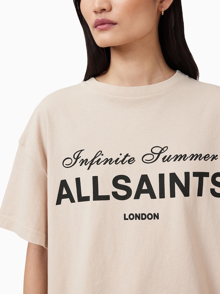 AllSaints Cream Avri 100% Cotton T-Shirt - Image 4 of 7