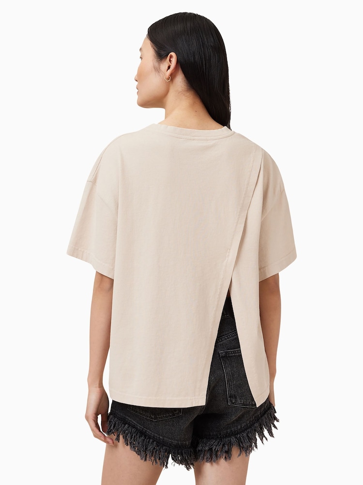 AllSaints Cream Avri 100% Cotton T-Shirt - Image 6 of 7