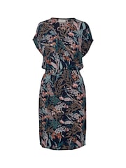Kaffe Blue KAjenn V-Neck Short Sleeve Midi Dress - Image 5 of 6