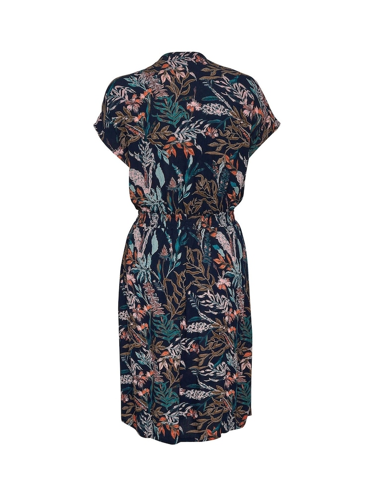 Kaffe Blue KAjenn V-Neck Short Sleeve Midi Dress - Image 6 of 6