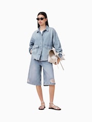 AllSaints Blue Hettie Denim Shacket - Image 1 of 9