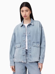 AllSaints Blue Hettie Denim Shacket - Image 2 of 9