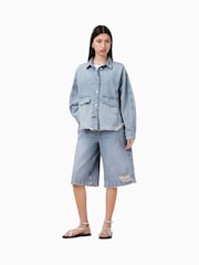 AllSaints Blue Hettie Denim Shacket - Image 4 of 9