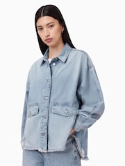 AllSaints Blue Hettie Denim Shacket - Image 5 of 9