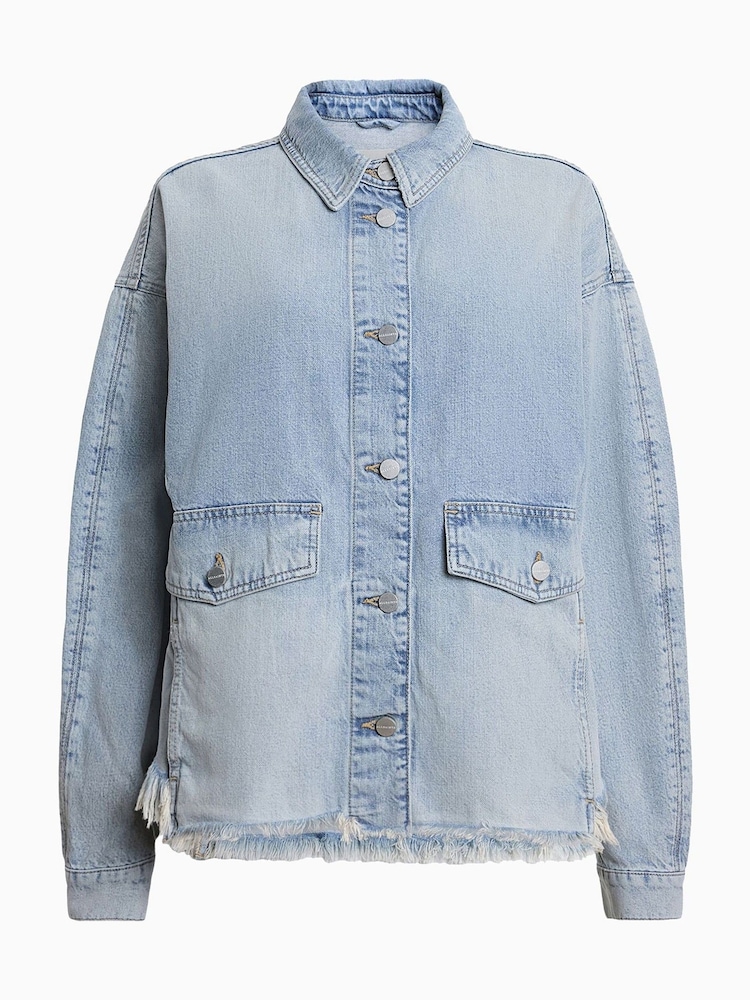 AllSaints Blue Hettie Denim Shacket - Image 9 of 9