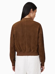 AllSaints Cognac Brown Orten Suede Bomber Jacket - Image 2 of 7