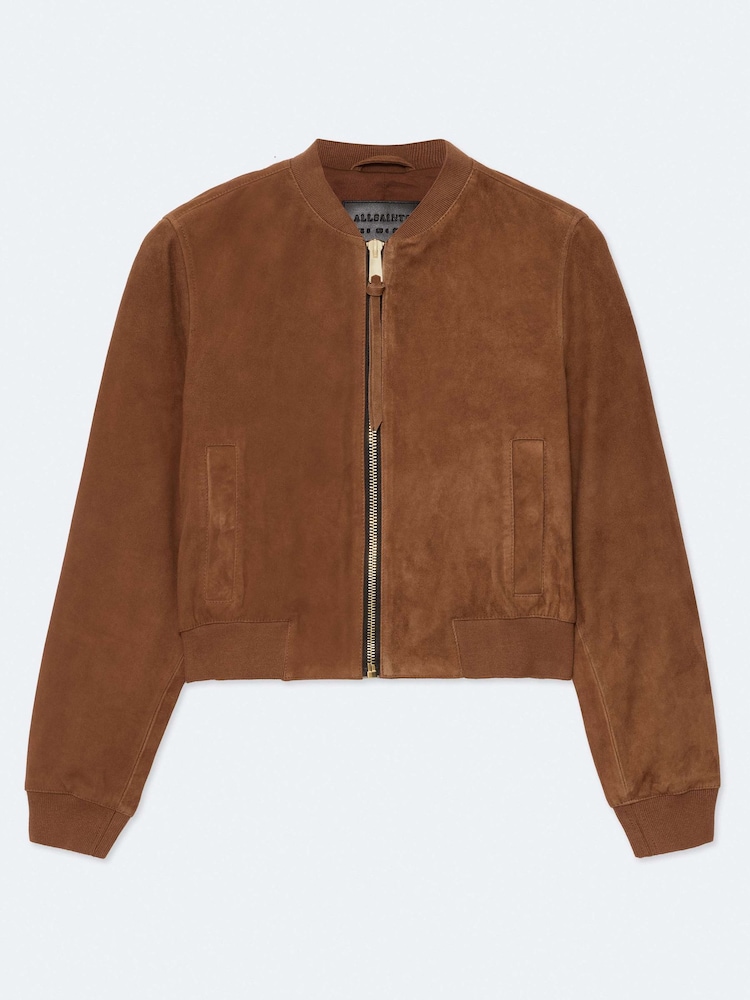 Brunt ruskind - AllSaints Orten sort bomberjakke - Billede 8 af 8 Brunt ruskind - AllSaints Orten sort bomberjakke - Billede 8 af 8