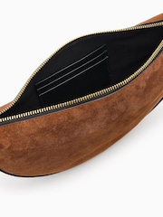 AllSaints Brown Halfmoon Suede Xbody Bag - Image 2 of 7
