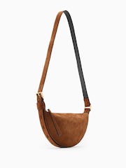 AllSaints Brown Halfmoon Suede Xbody Bag - Image 3 of 7